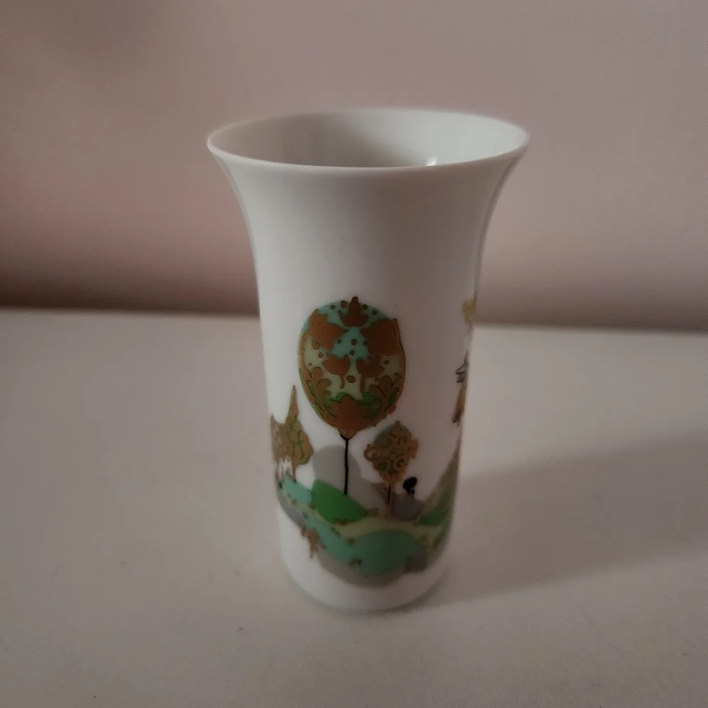 Rosenthal Bjorn Wiinblad Commedia Dell Arte Bud Vase Musician Bell Player 3.5